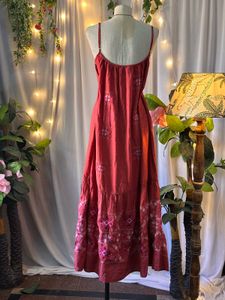 Red Embroidered Maxi Dress