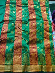 Beautiful Sequenced Brown And Green Fancy Saree