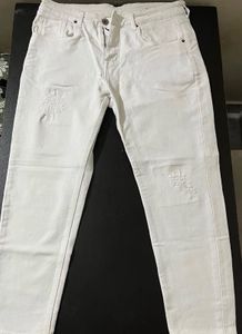White Distress Jean