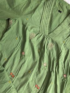 Green Embroidered Kurta Set