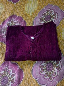 Beautiful Purple Embroidered Kurti