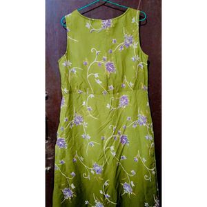 Olive Green Floral Dress