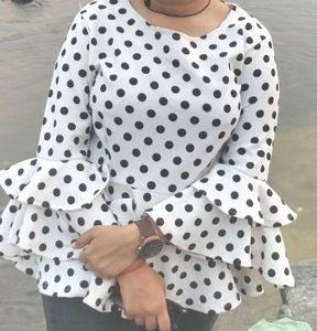 Polka Dotted Ruffled Top