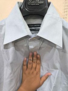 Sky Blue Shirt With White Stripes From Pan Amarica
