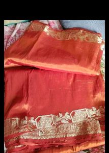Elegant  Saree with Gold Border