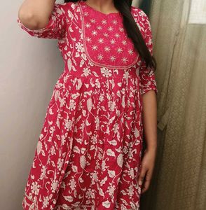 Elegant Pink Floral Kurta sharara set