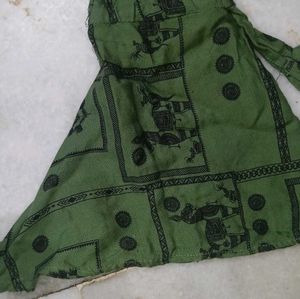 Green Printed Crop Top