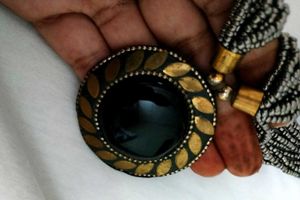 Gold Plated Brass Necklace Grey (Women)