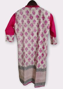 Pink and Gold Printed Kurta with 3/4 Sleeves Women
