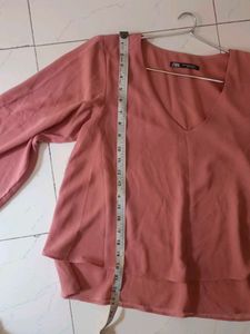Zara Pink V-Neck Top