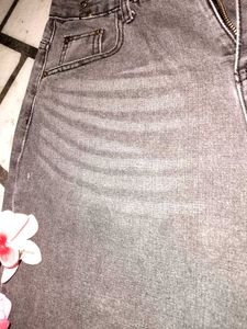 Gray Wide Leg Denim Jeans