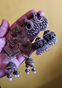 Beautiful Golden And Silver Earrings 😍😍