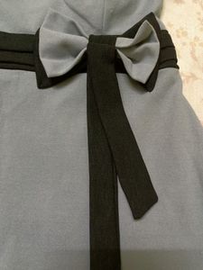 Blue Dress with Black Ribbon