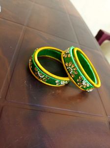 Green & Yellow Silk Thread Bangles