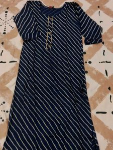Striped Navy Blue Kurta