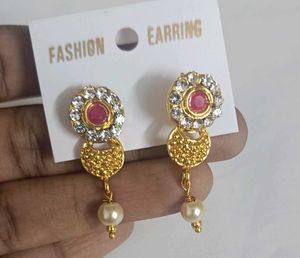 Elegant Gold-Tone Drop Earrings Without back Buds