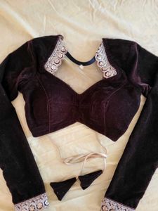 Back Open Customisrd Velvet Blouse