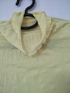 Sheer Crinkled Turtleneck