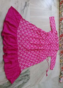 Pink Printed Anarkali Kurta