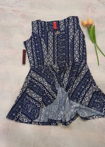 Blue High Low Crepe Top