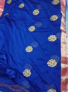 Royal Blue Banarasi Silk Saree with Golden Zari