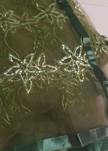 Olive Green Floral Sequin duppata