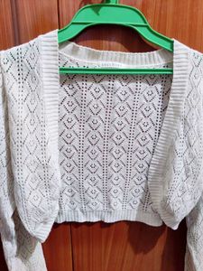 Self Design Cotton Crop Shrug