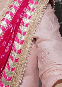 Pink Kurta Set With Freebies
