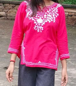 Pink Embroidered Kurta