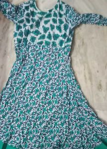 Floral Print Green Dress