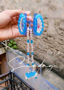 Blue Pearl Hair Clip