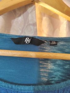 Teal Blue Lace Detail Cotton Top