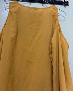 Yellow Cold Shoulder Top