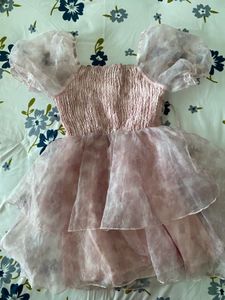 Pink Puff Sleeve Mini Dress