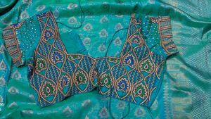Elegant Teal Saree With Designer Blouse