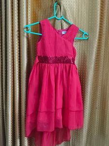 Girls' Sleeveless Layered Party Dress – Hot Red