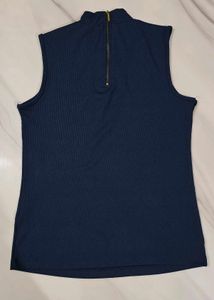 Navy Blue Mock Neck Top