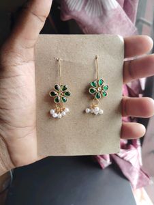 Kundan Green Earrings
