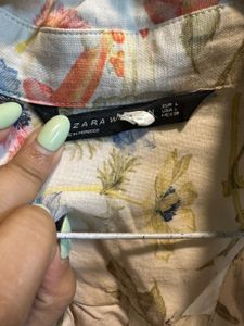 Zara Floral Print Shirt Dress