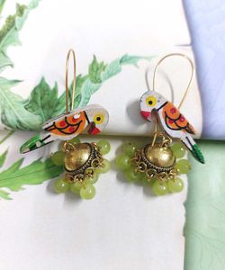 Tota Parrot Jhumka Earring Ethnic Contemporary