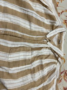 Tan &amp; White Strip Shirt