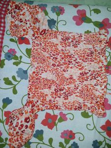 Orange Animal Print Smocked Top