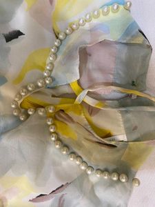 Floral Chiffon Blouse with Pearls