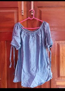 Blue Off-Shoulder Top