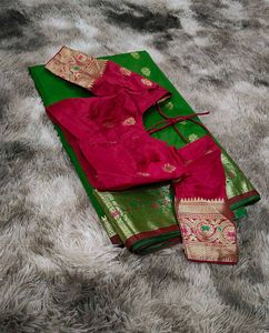 green banarasi saree