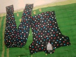 Heart Print Night Dress (Top Pant Set)