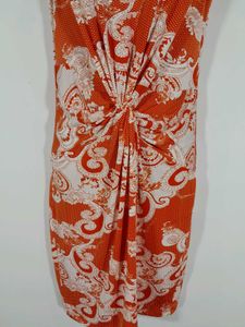 Orange Printed Dress For Women&#39;s