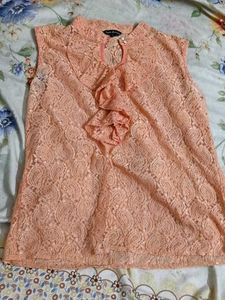Peach Lace Ruffle Top