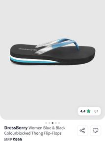 Dressberry Blue &amp; Black Flip Flops