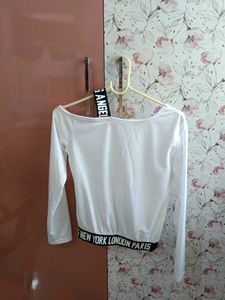 White Graphic Long Sleeve Top